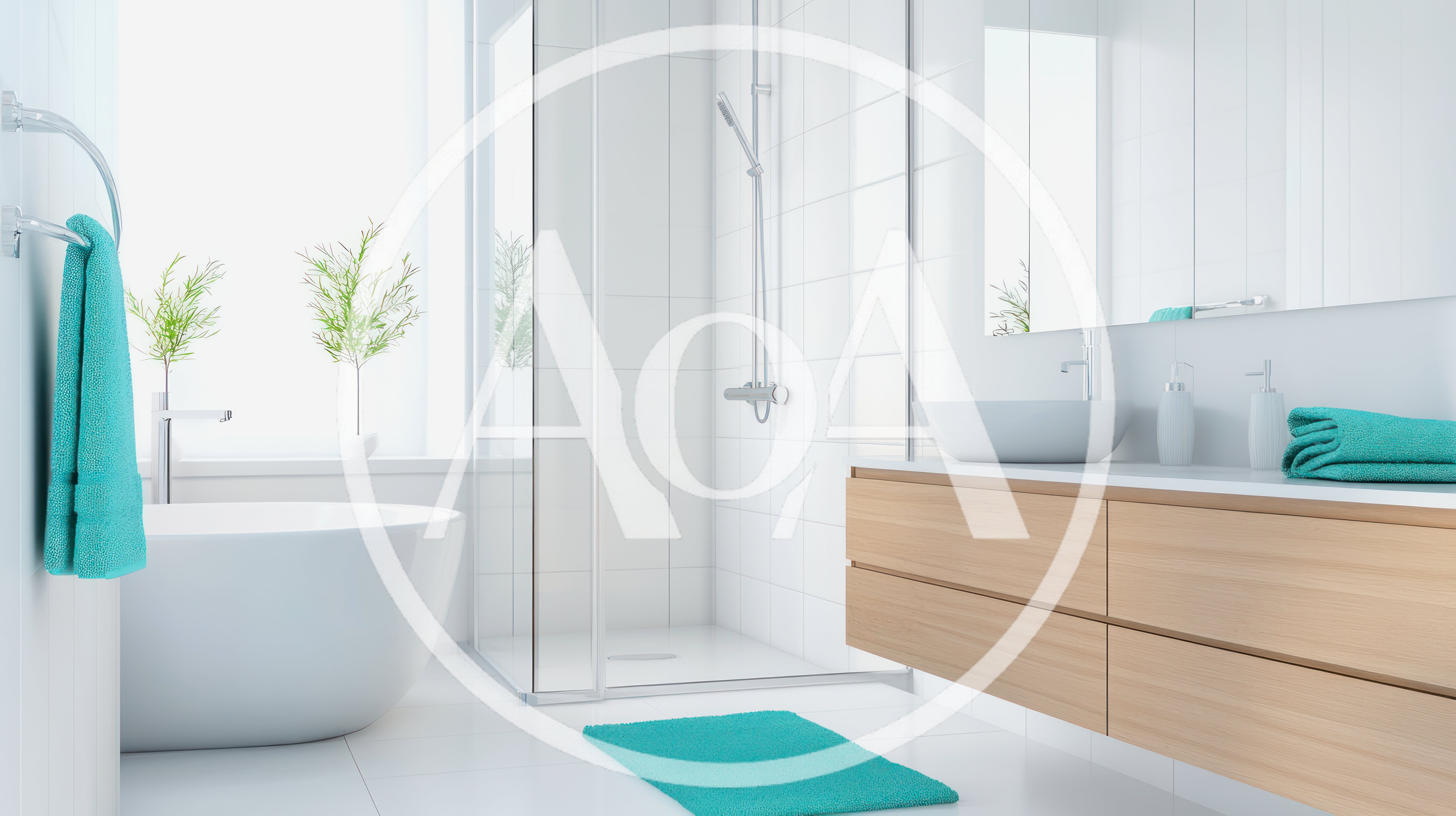 Modern Minimalist Bathroom Interior With Wooden Vanity