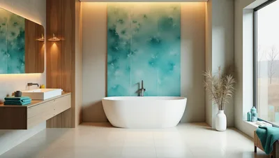 Modern Minimalist Bathroom With Freestanding Bathtub