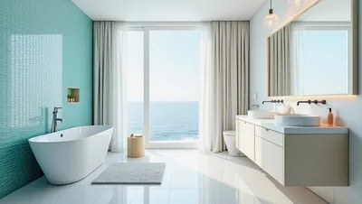 Modern Luxury Bathroom With Ocean View