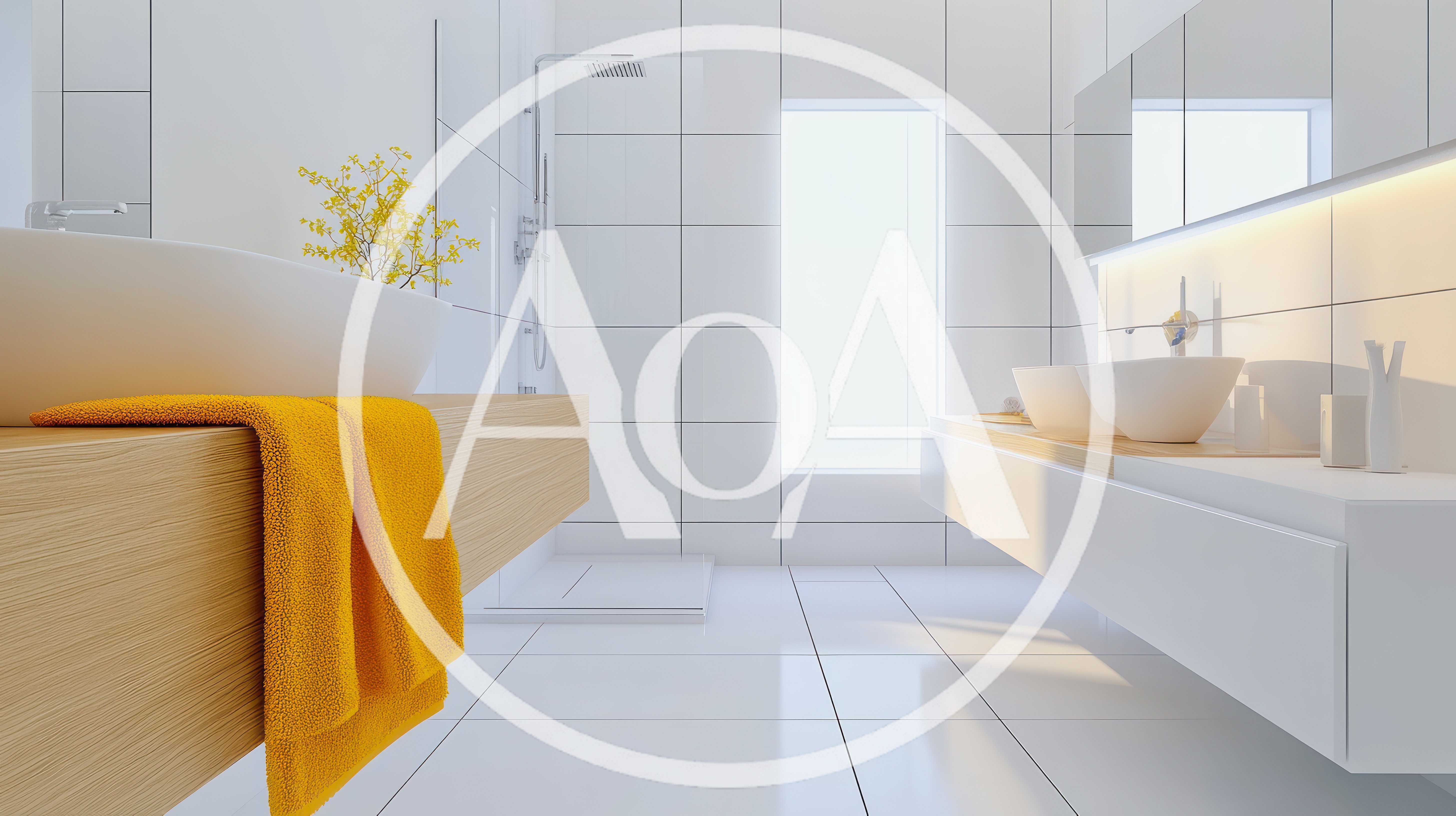 Modern Minimalist Bathroom Interior With Floating Vanities