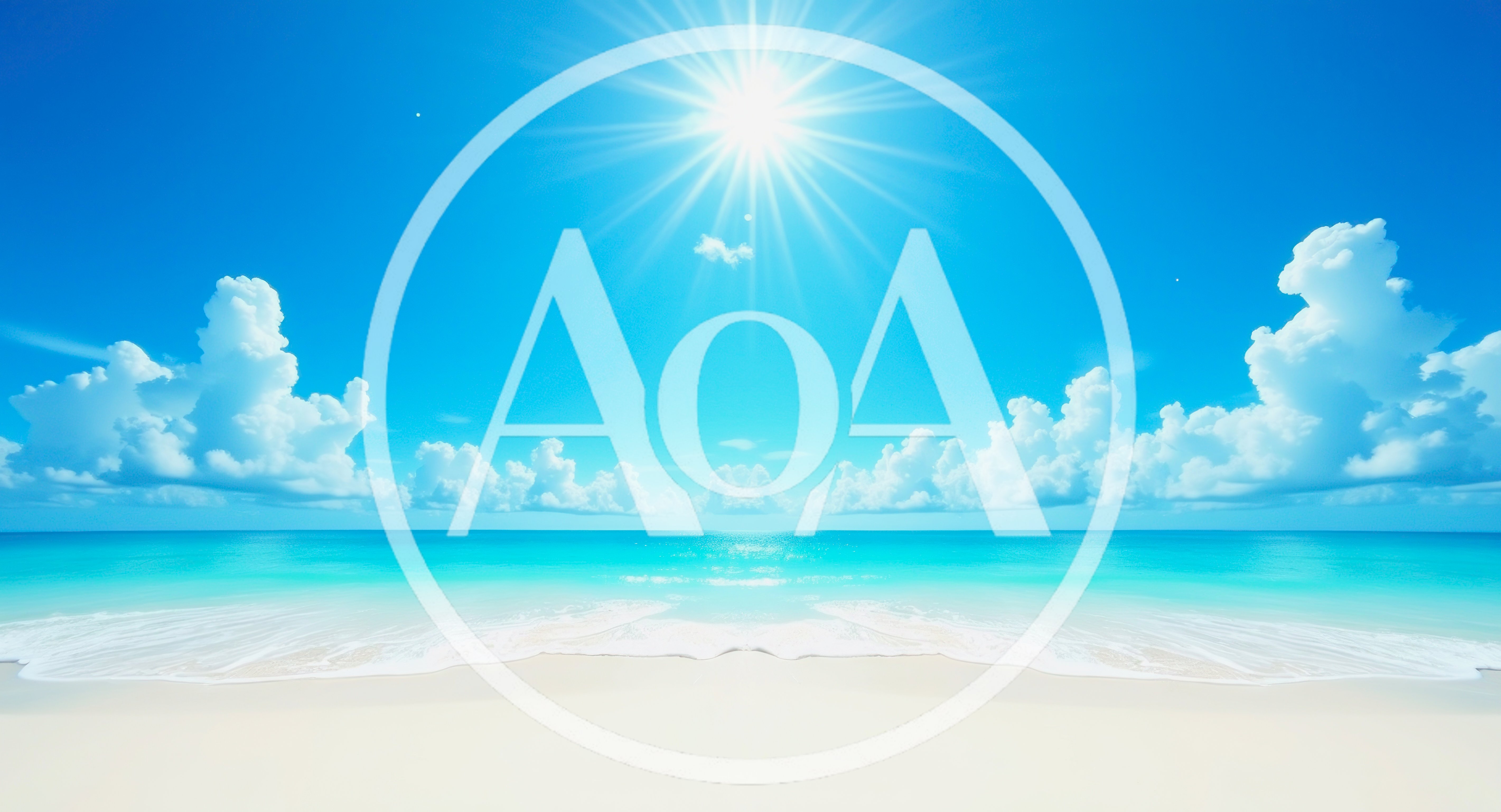 Tropical Beach Landscape With Bright Sun And Clouds