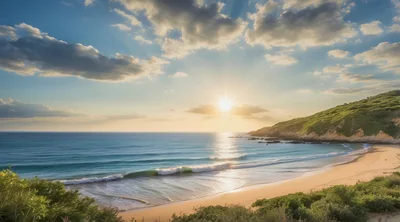 Scenic Sunset Over A Tropical Sandy Beach