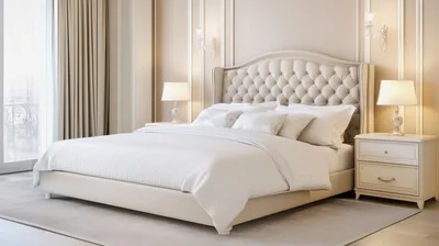Elegant Modern Bedroom Interior With Tufted Headboard