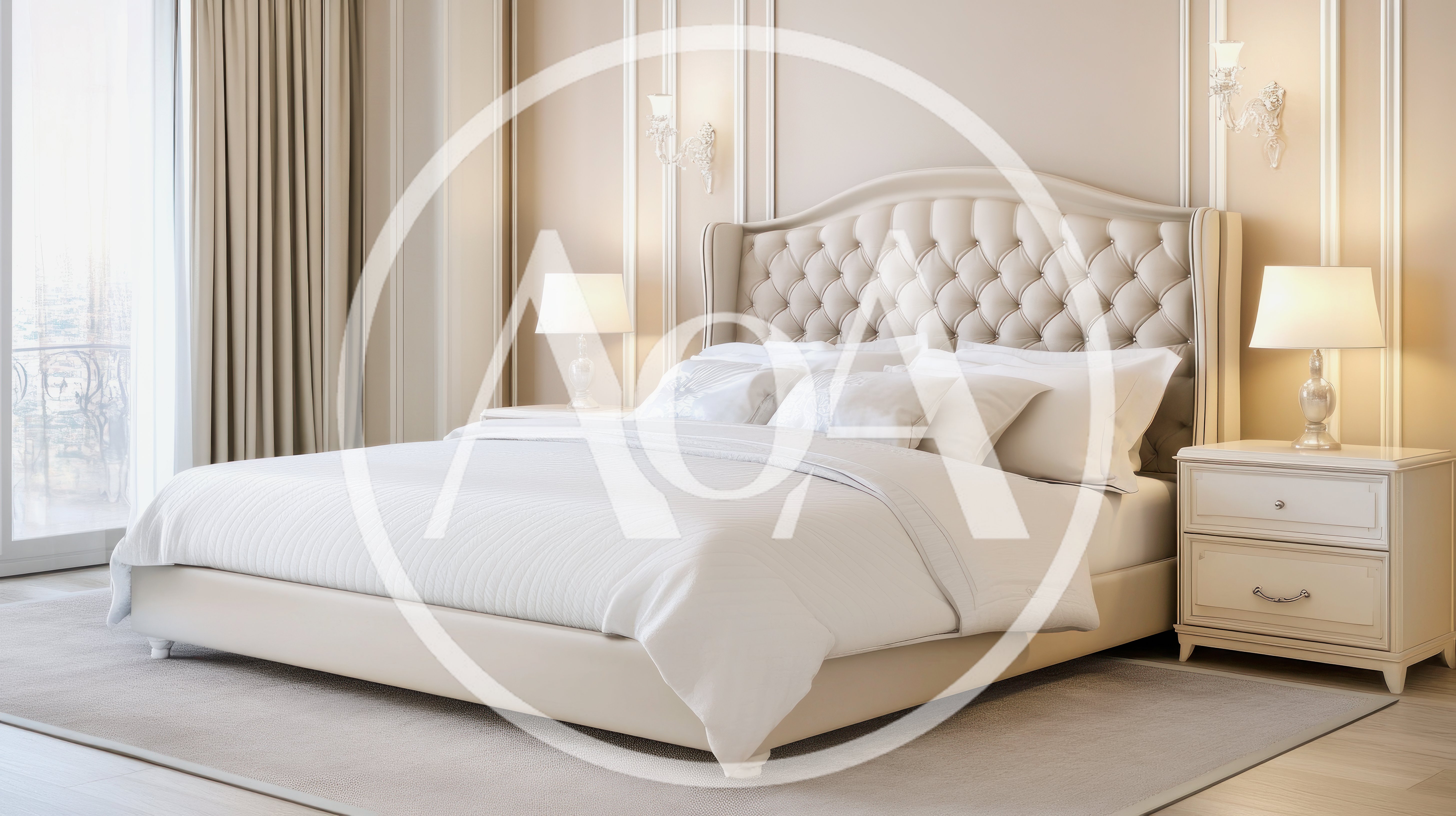 Elegant Modern Bedroom Interior With Tufted Headboard