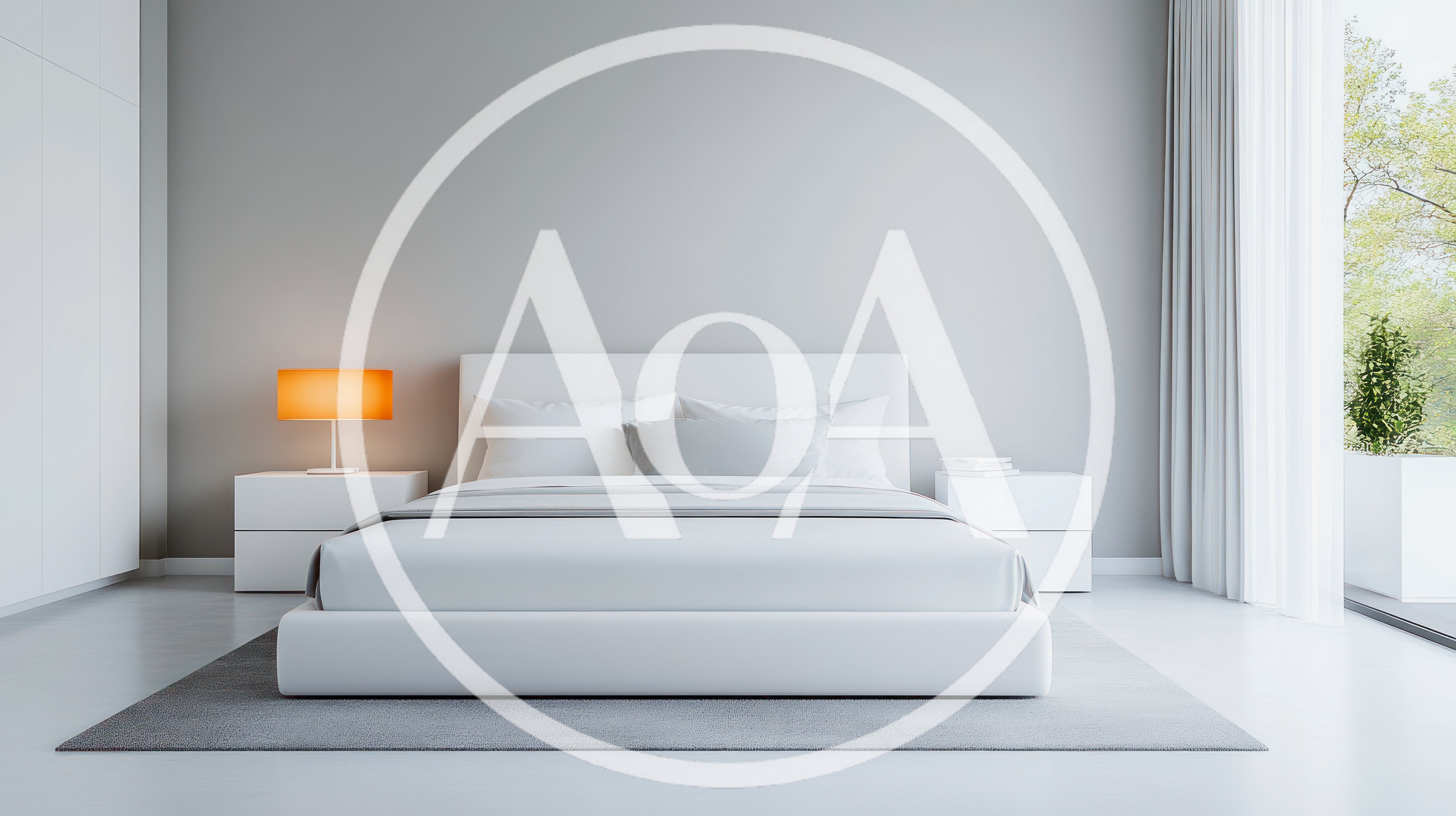 Modern Minimalist Bedroom Interior With White Bed