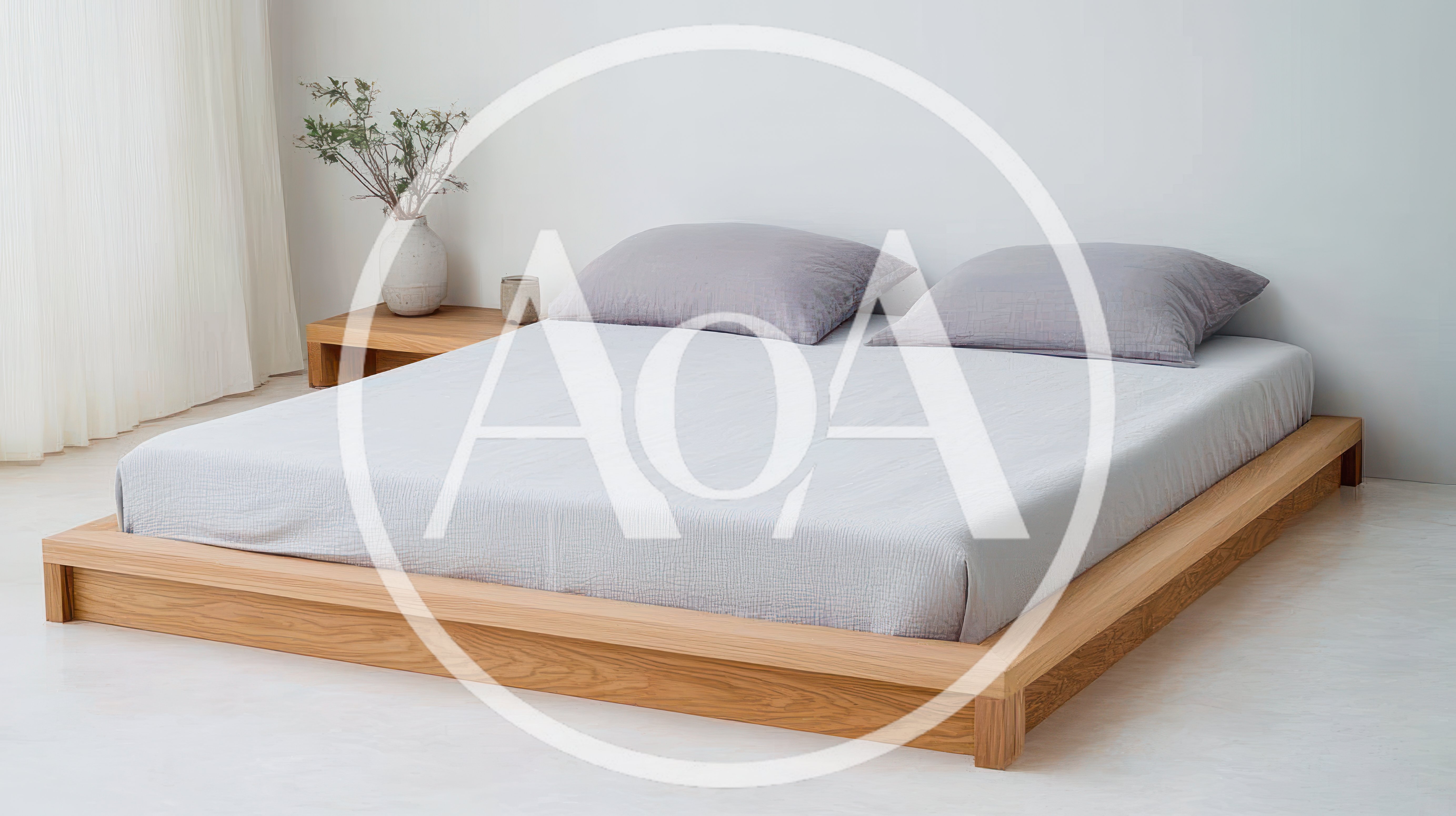 Minimalist Wooden Platform Bed In Bright Bedroom
