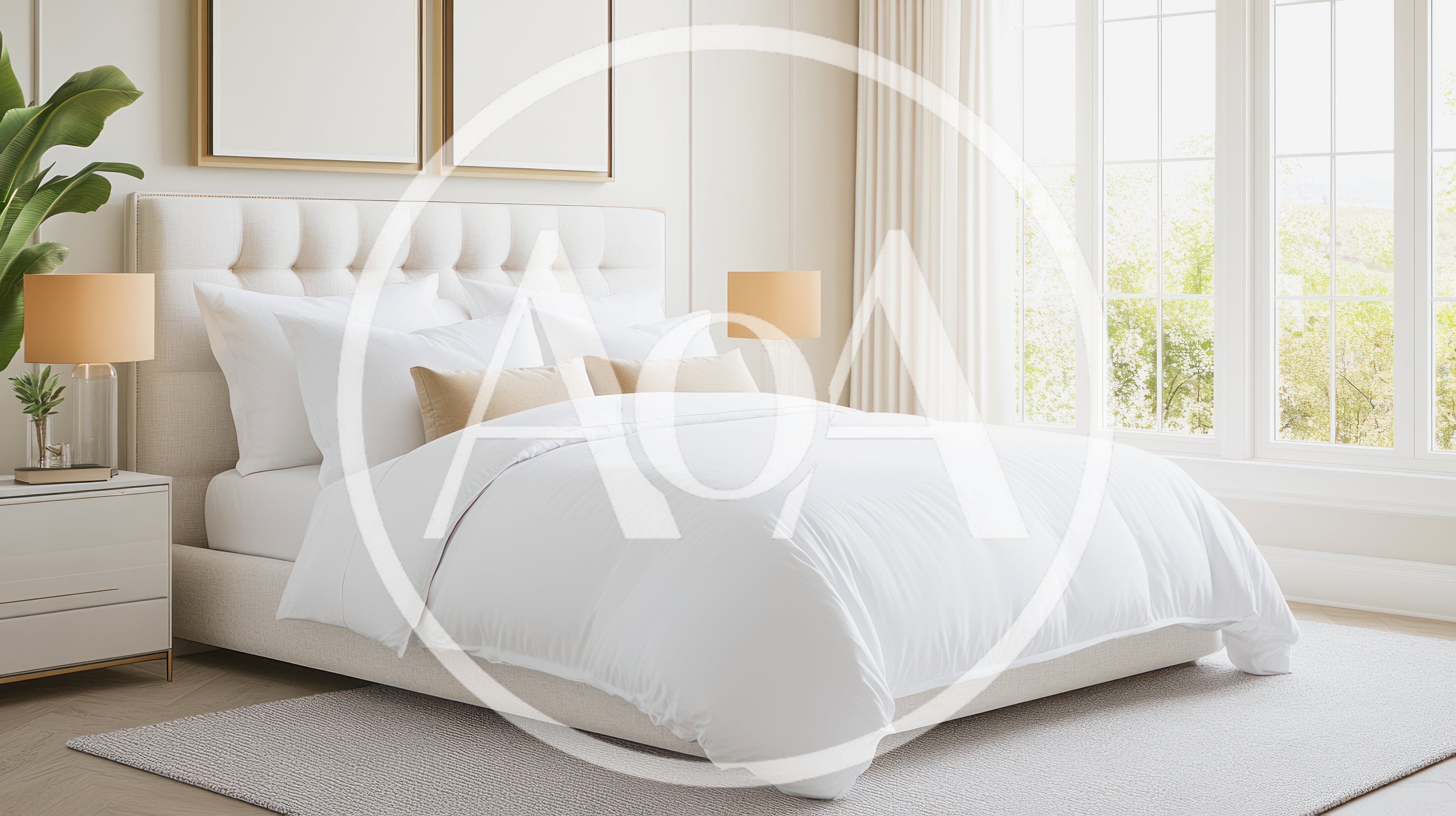 Modern Minimalist Bedroom Interior With White Bedding