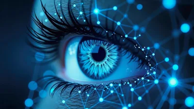 Human Eye With Digital Network Overlay
