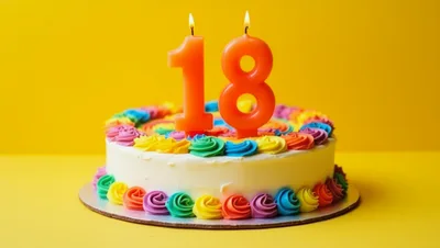 Birthday Cake With Number Eighteen Candles