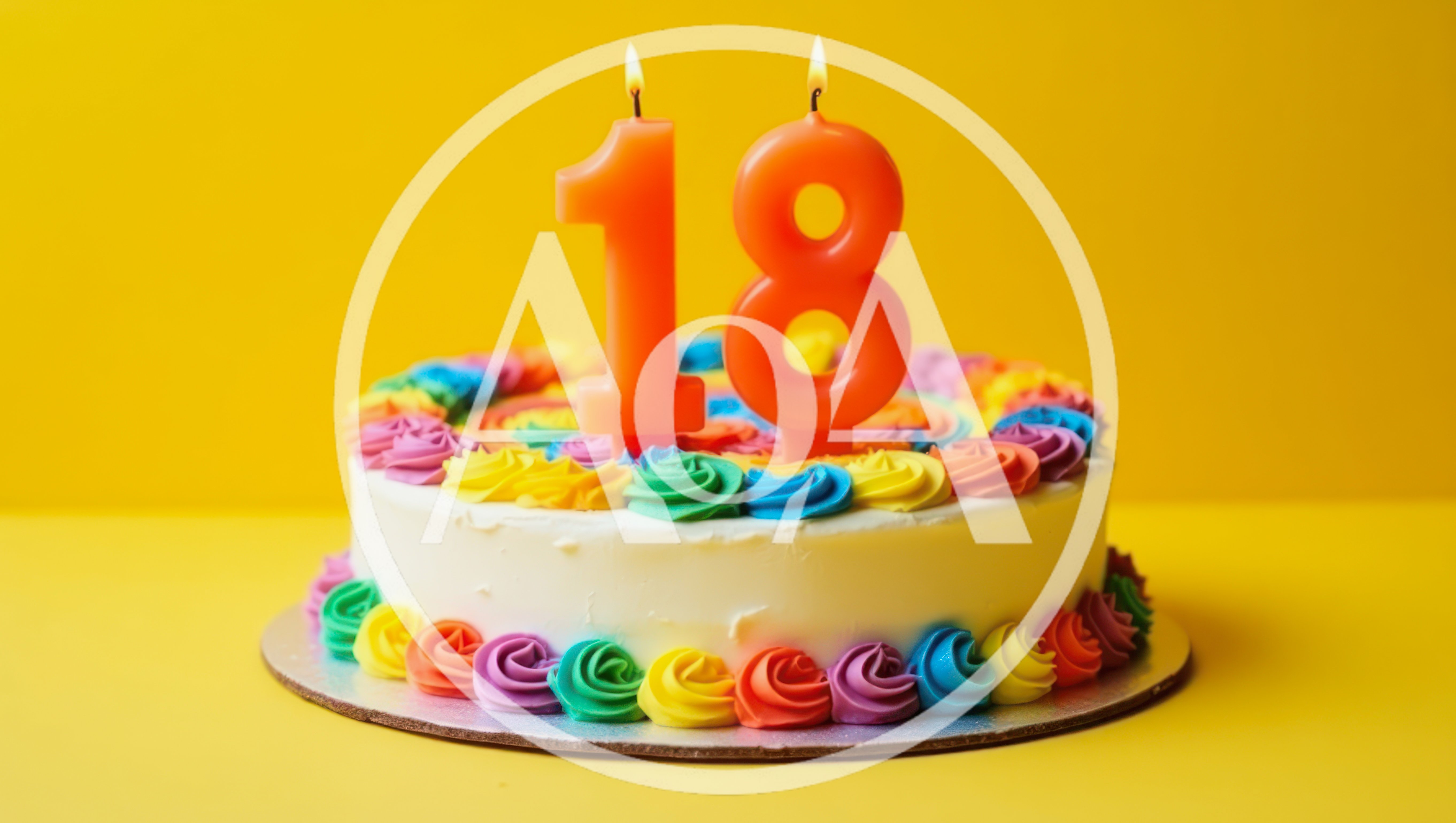 Birthday Cake With Number Eighteen Candles