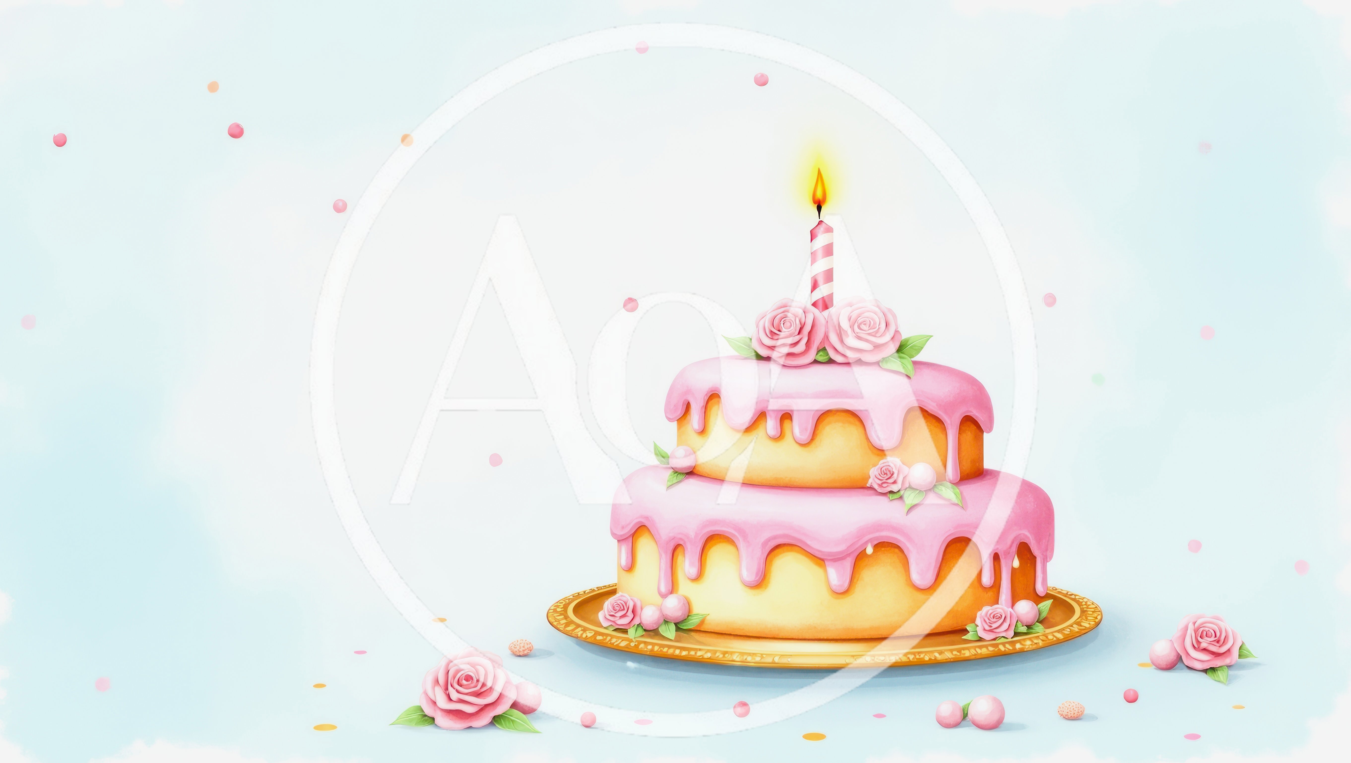 Two Tier Birthday Cake With Pink Frosting And Candle
