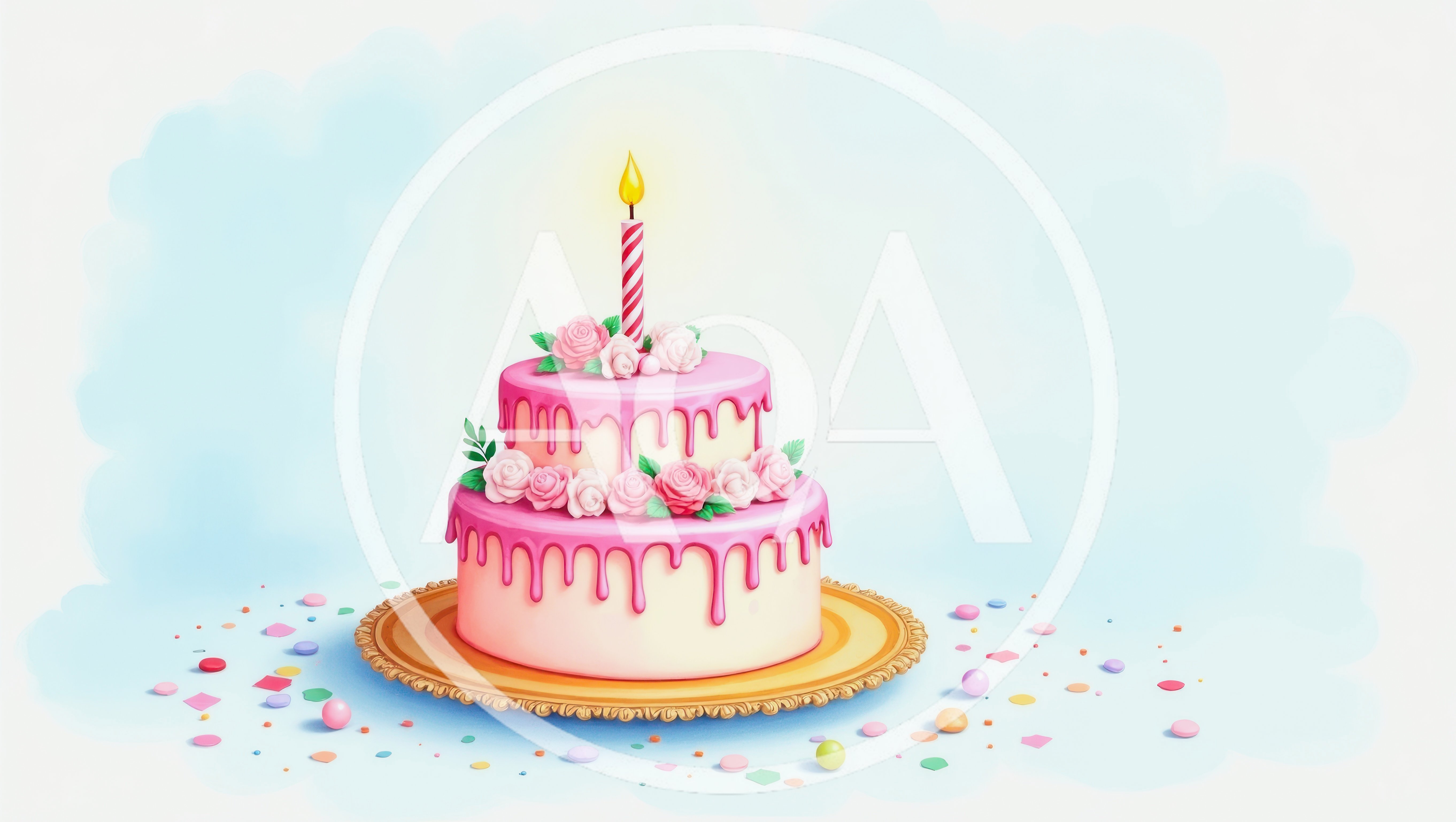 Two Tier Pink Birthday Cake With Candle