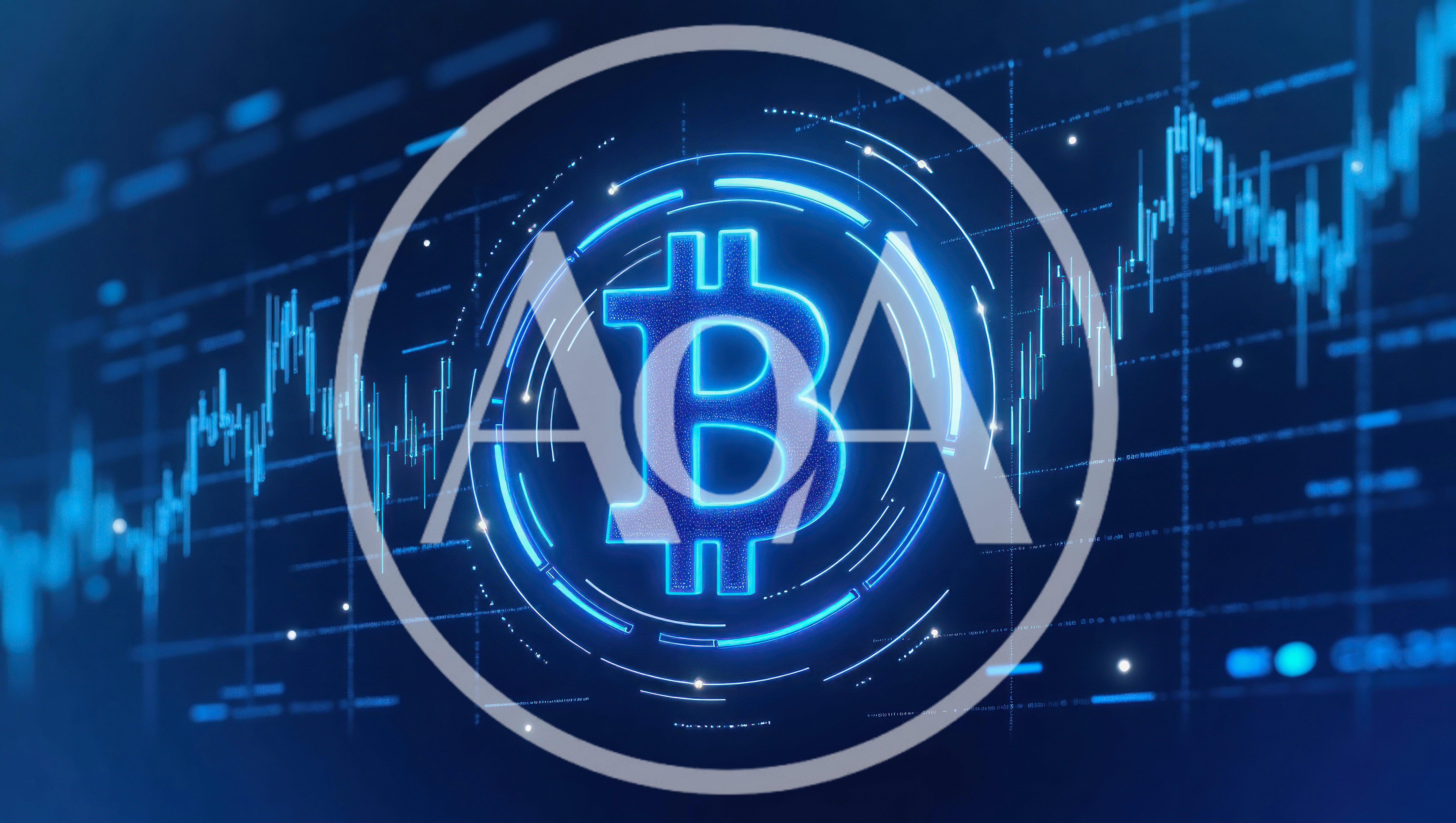 Digital Bitcoin Symbol With Financial Trading Chart Background