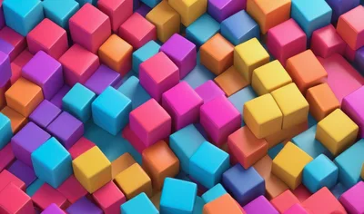 Abstract 3D Background of Colorful Floating Cubes
