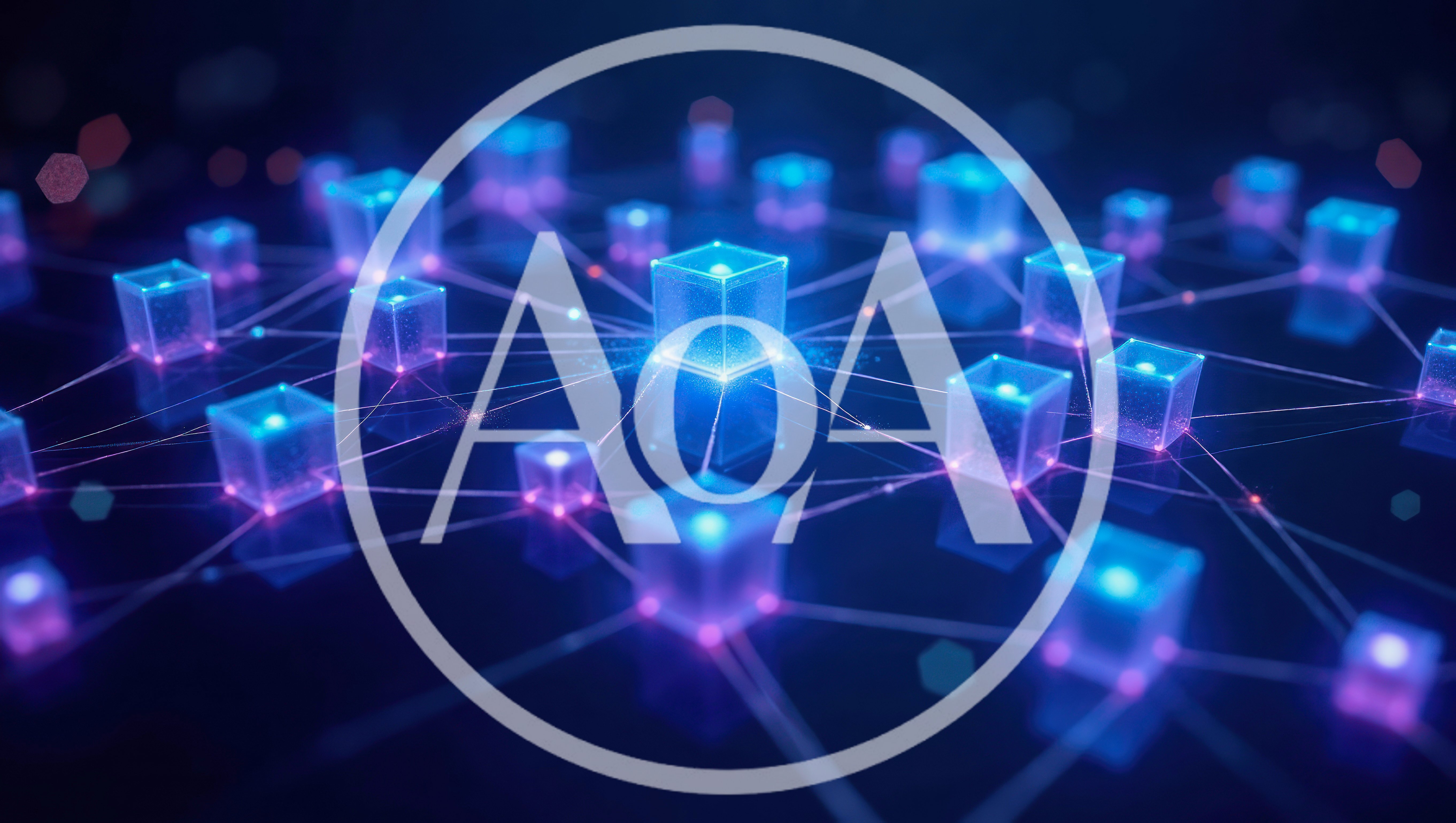 Digital Blockchain Network Nodes Connected In Cyberspace