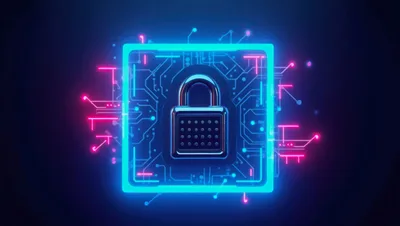 Digital Security Padlock Icon With Glowing Circuitry