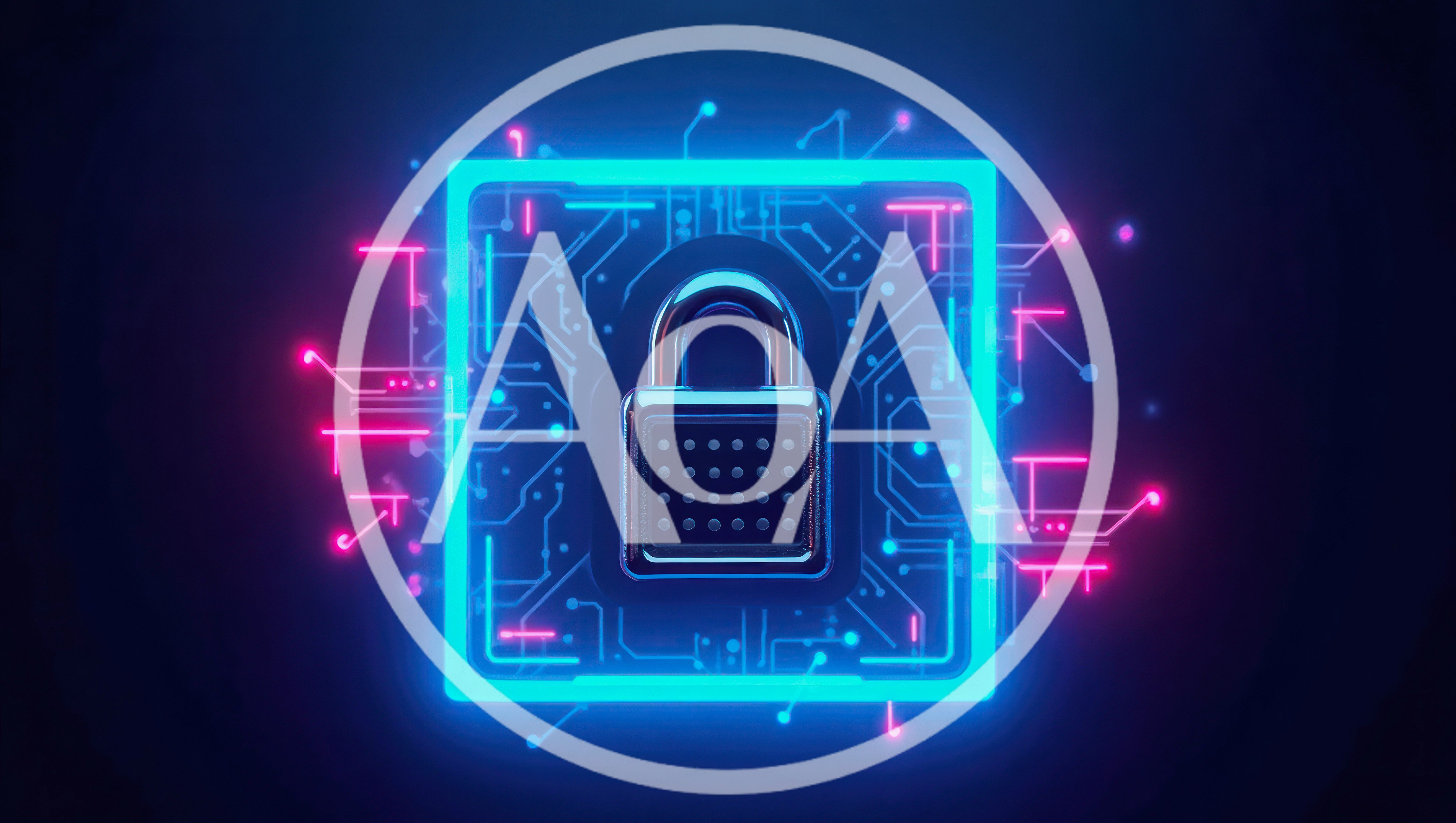 Digital Security Padlock Icon With Glowing Circuitry