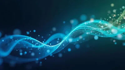 Abstract Blue Particle Wave Motion Background