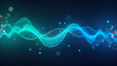 Abstract Digital Wave Form With Glowing Particles
