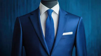 Mannequin Wearing A Formal Blue Suit And Tie