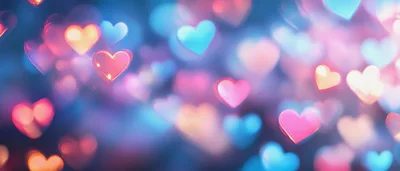 Abstract Background With Glowing Bokeh Heart Shapes