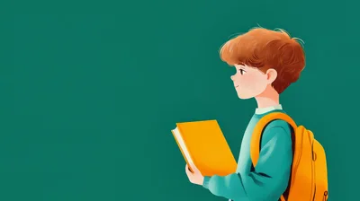 Illustration Of A Schoolboy Holding A Book