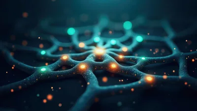 Abstract Neural Network Connection With Glowing Nodes