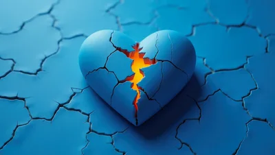 Cracked Blue Heart Symbolizing Emotional Pain