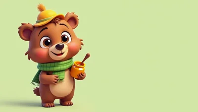 Cute Cartoon Bear Holding A Honey Pot
