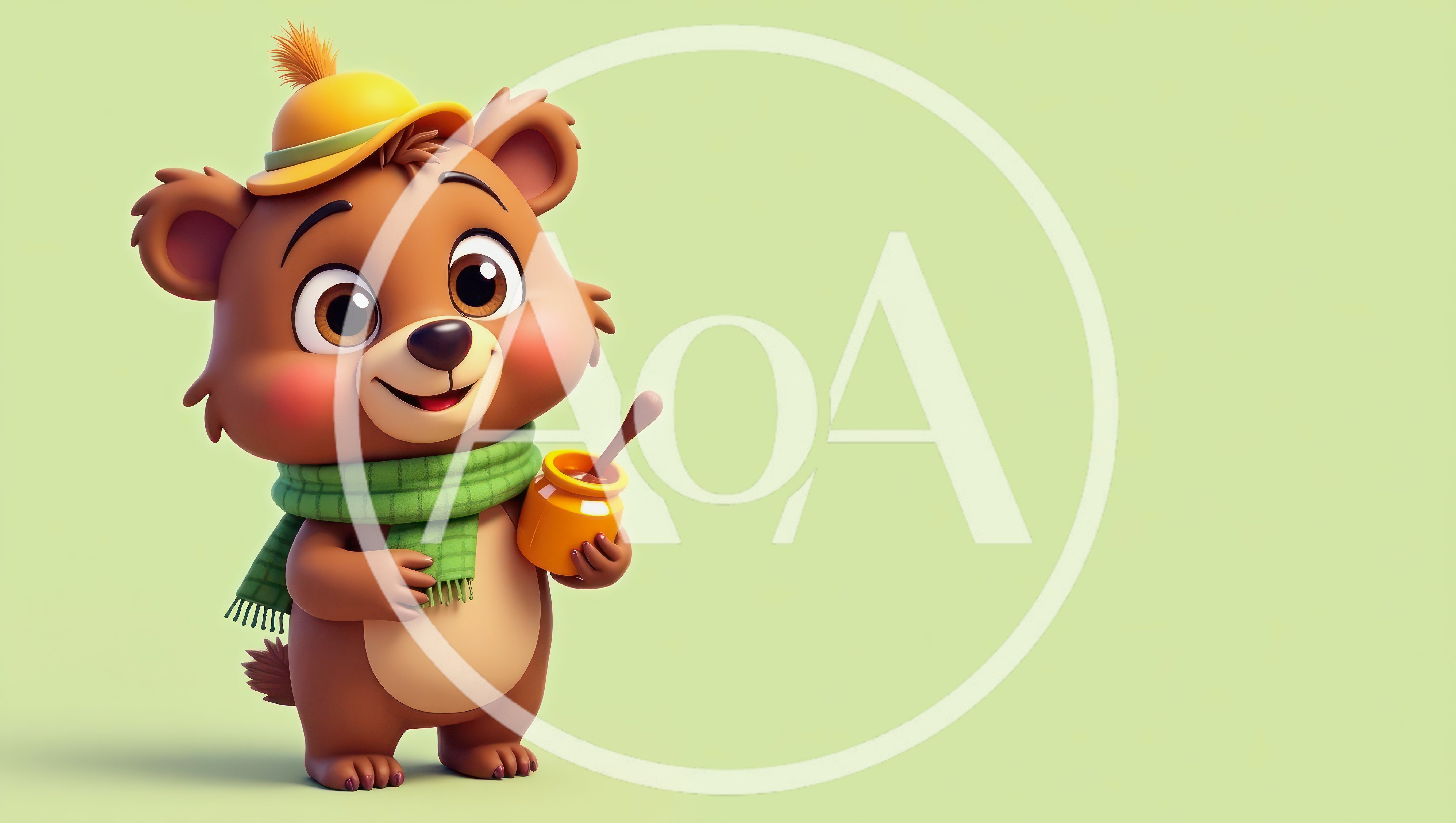 Cute Cartoon Bear Holding A Honey Pot