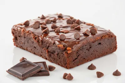 Chocolate Brownie With Chocolate Chips And Chocolate Squares