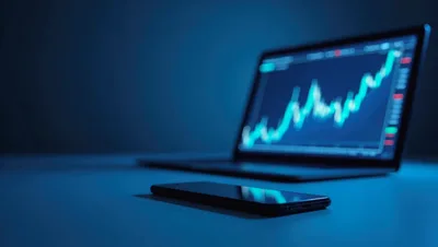 Laptop Displaying Financial Stock Market Trading Chart