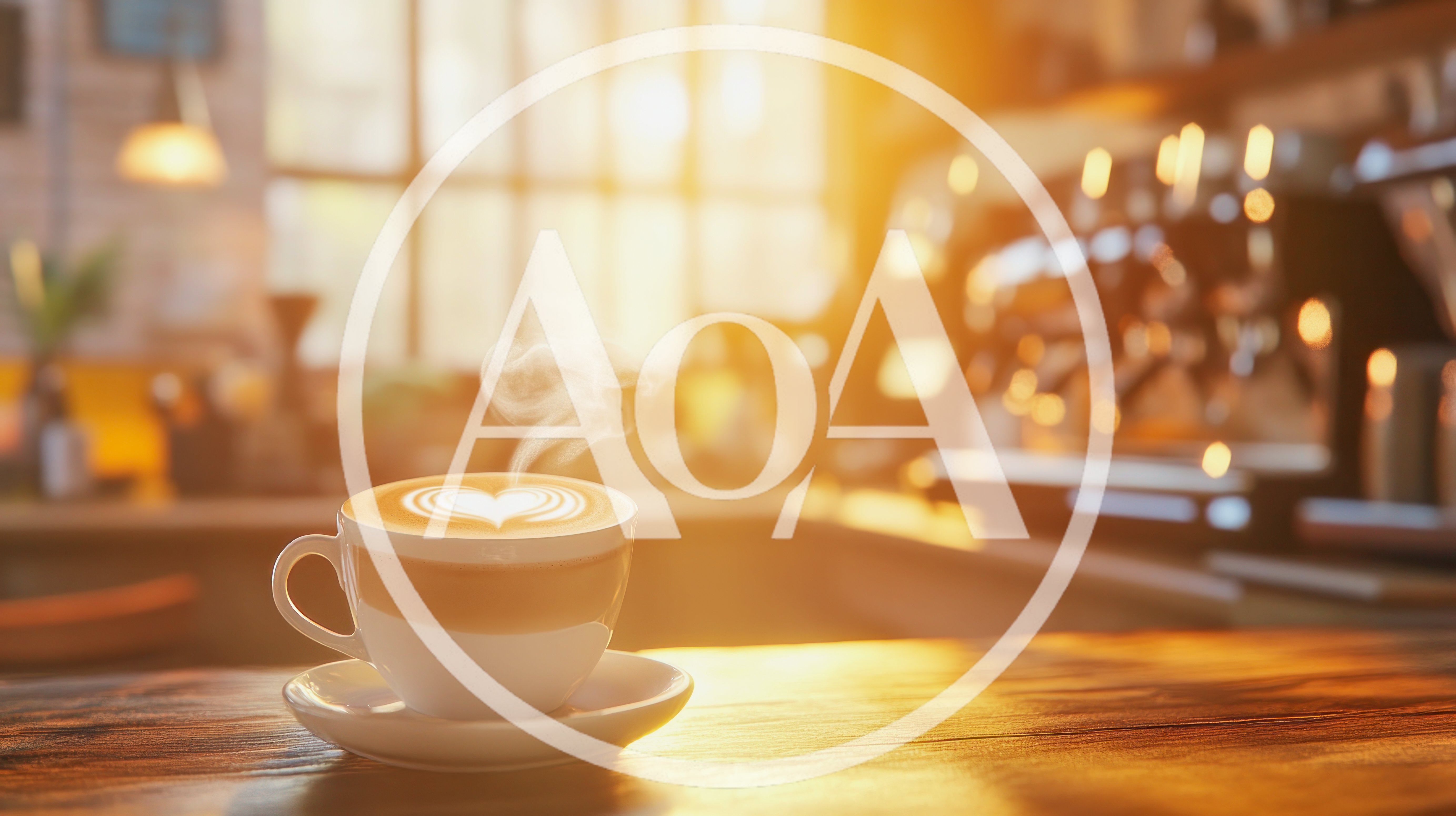 Steaming Cup Of Latte On A Cafe Table