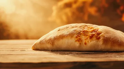 Freshly Baked Loaf Of Bread On Wooden Table