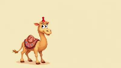 Cute Cartoon Camel Wearing A Party Hat