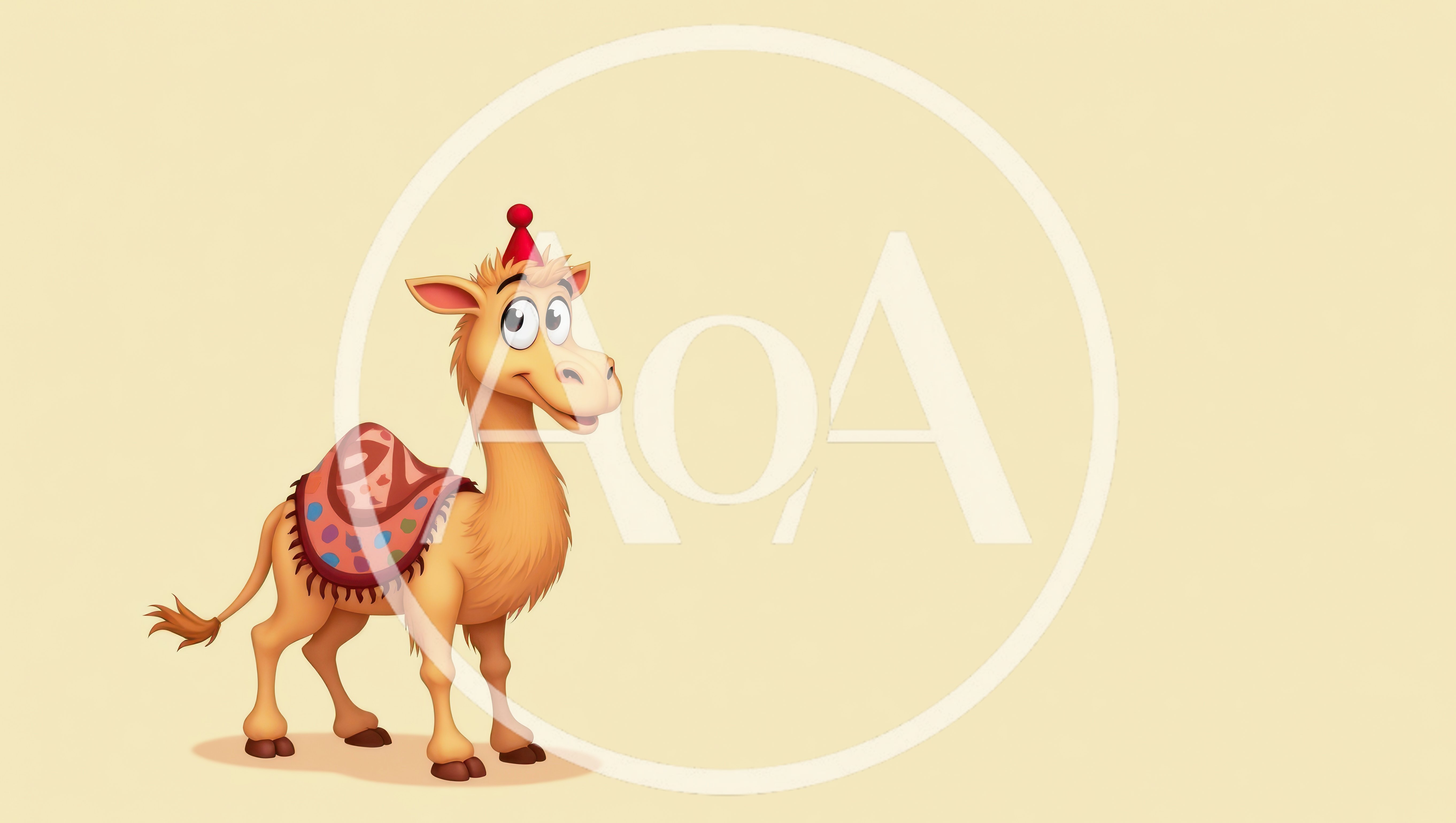 Cute Cartoon Camel Wearing A Party Hat