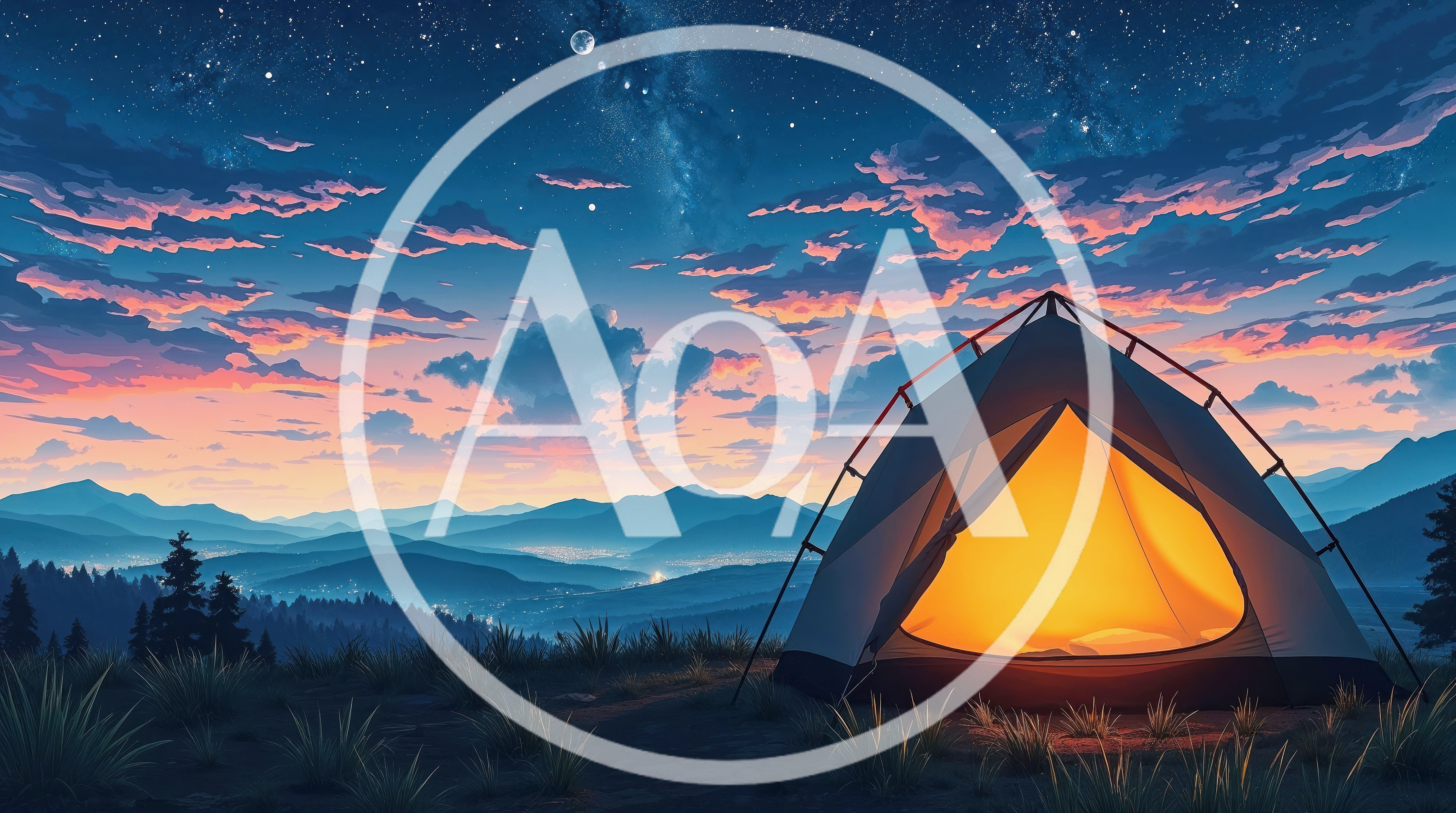 Illuminated Camping Tent Under A Starry Mountain Sky