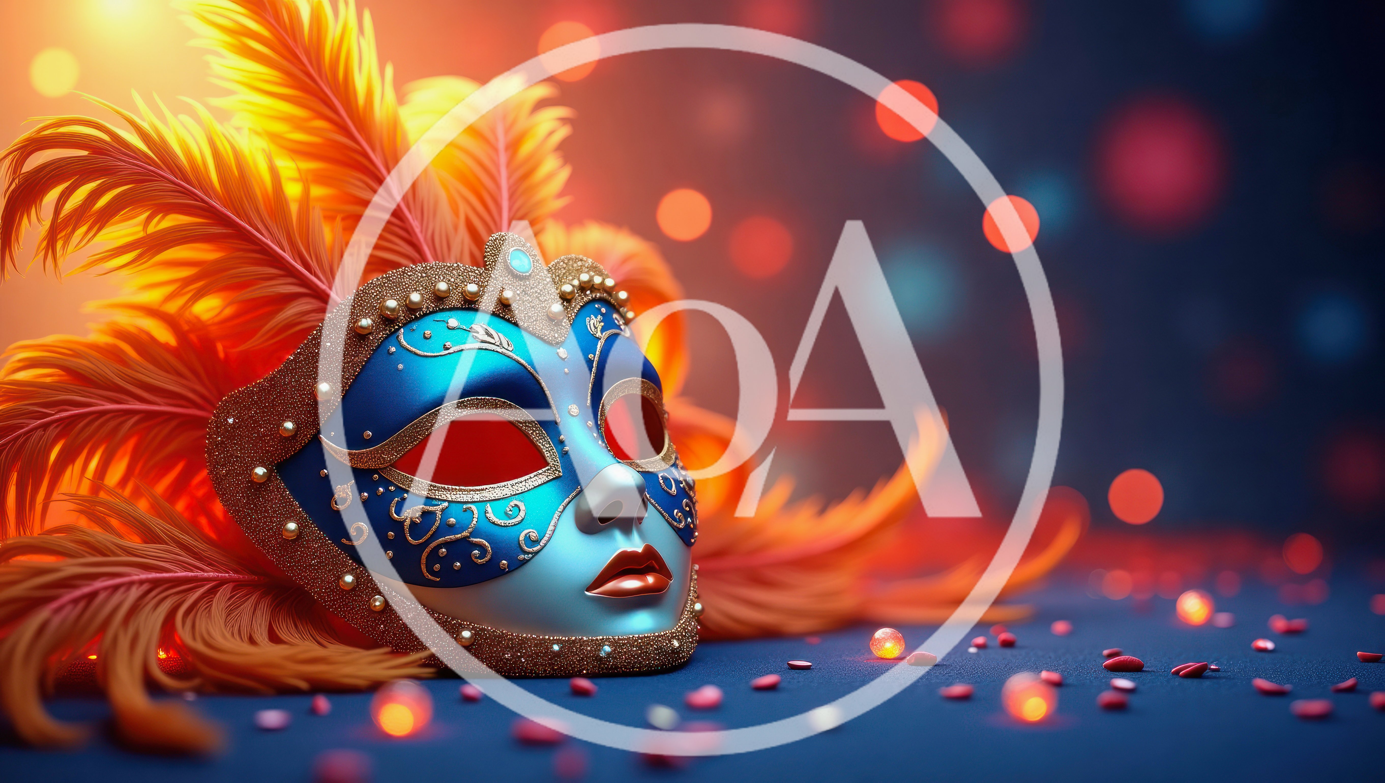 Venetian Masquerade Mask With Orange Feathers