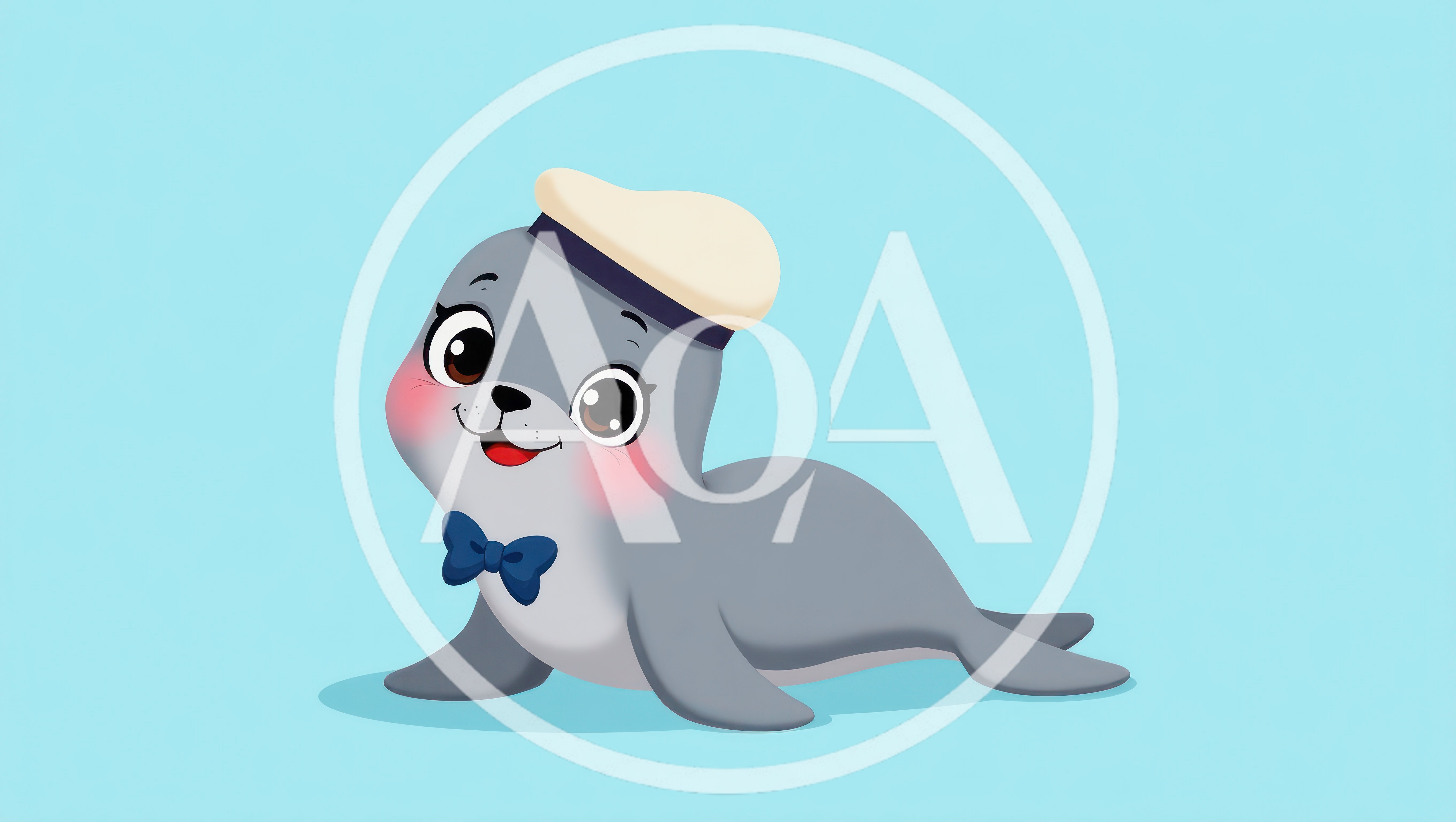 Cute Cartoon Seal Wearing A Sailor Hat And Bowtie