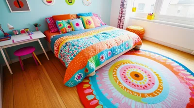 Colorful Modern Bedroom Interior With Vibrant Decor