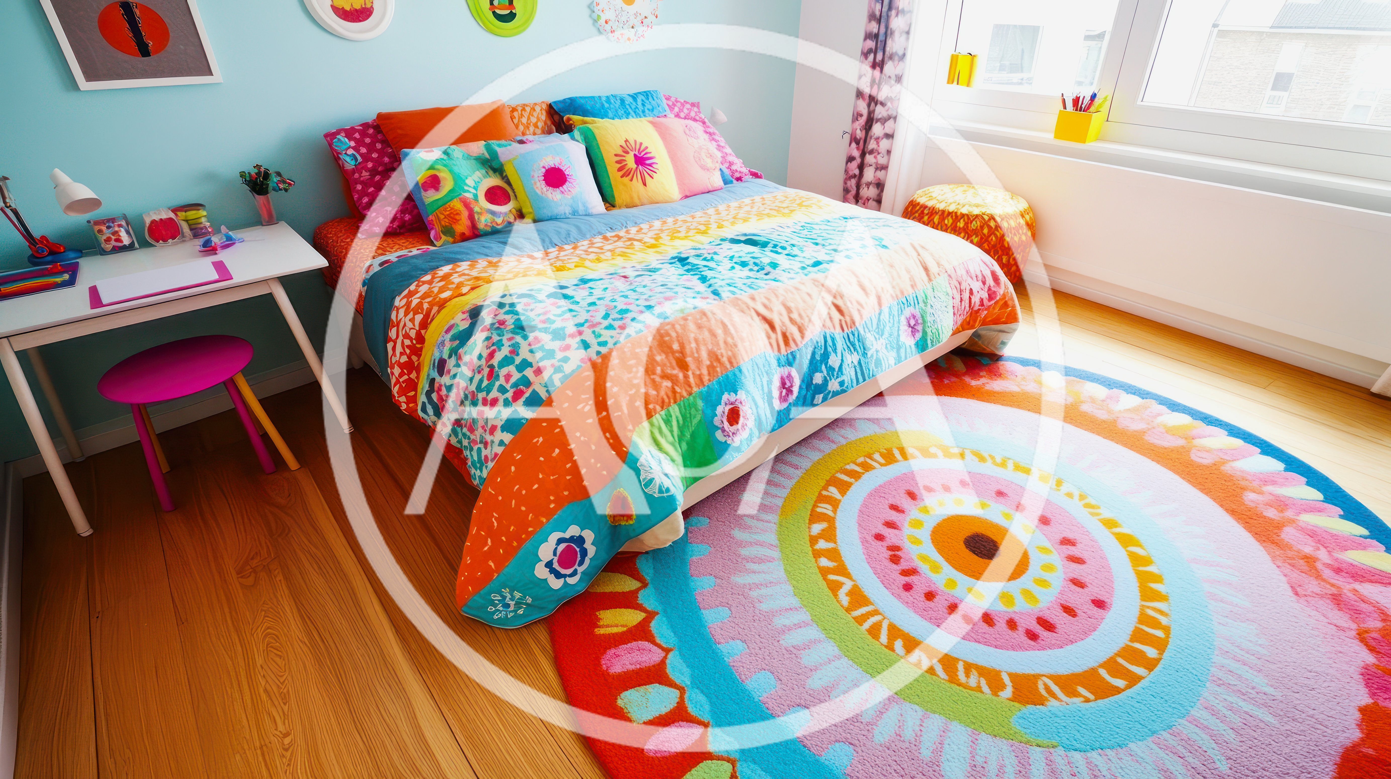 Colorful Modern Bedroom Interior With Vibrant Decor