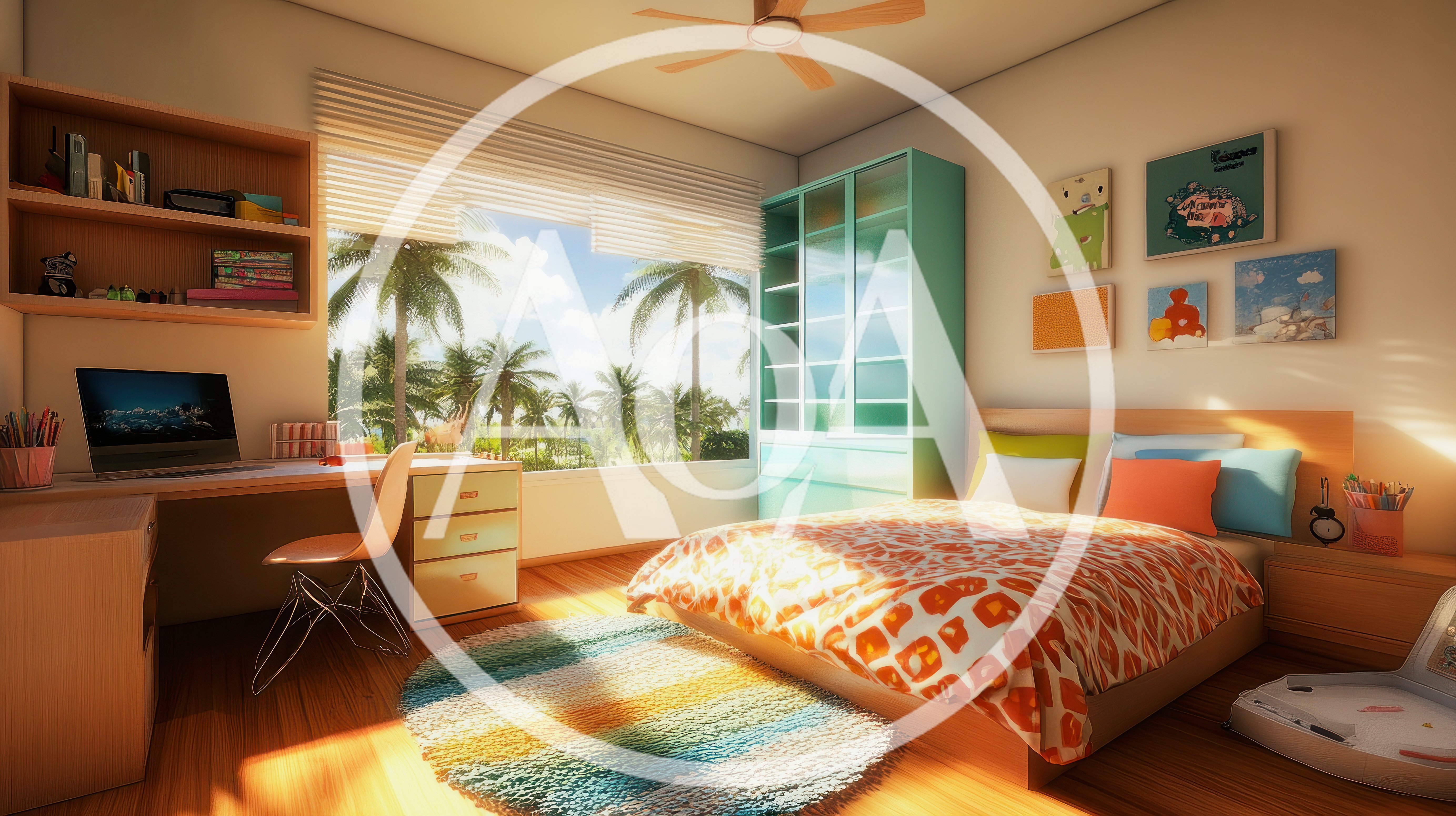 Modern Bedroom Interior With Tropical View
