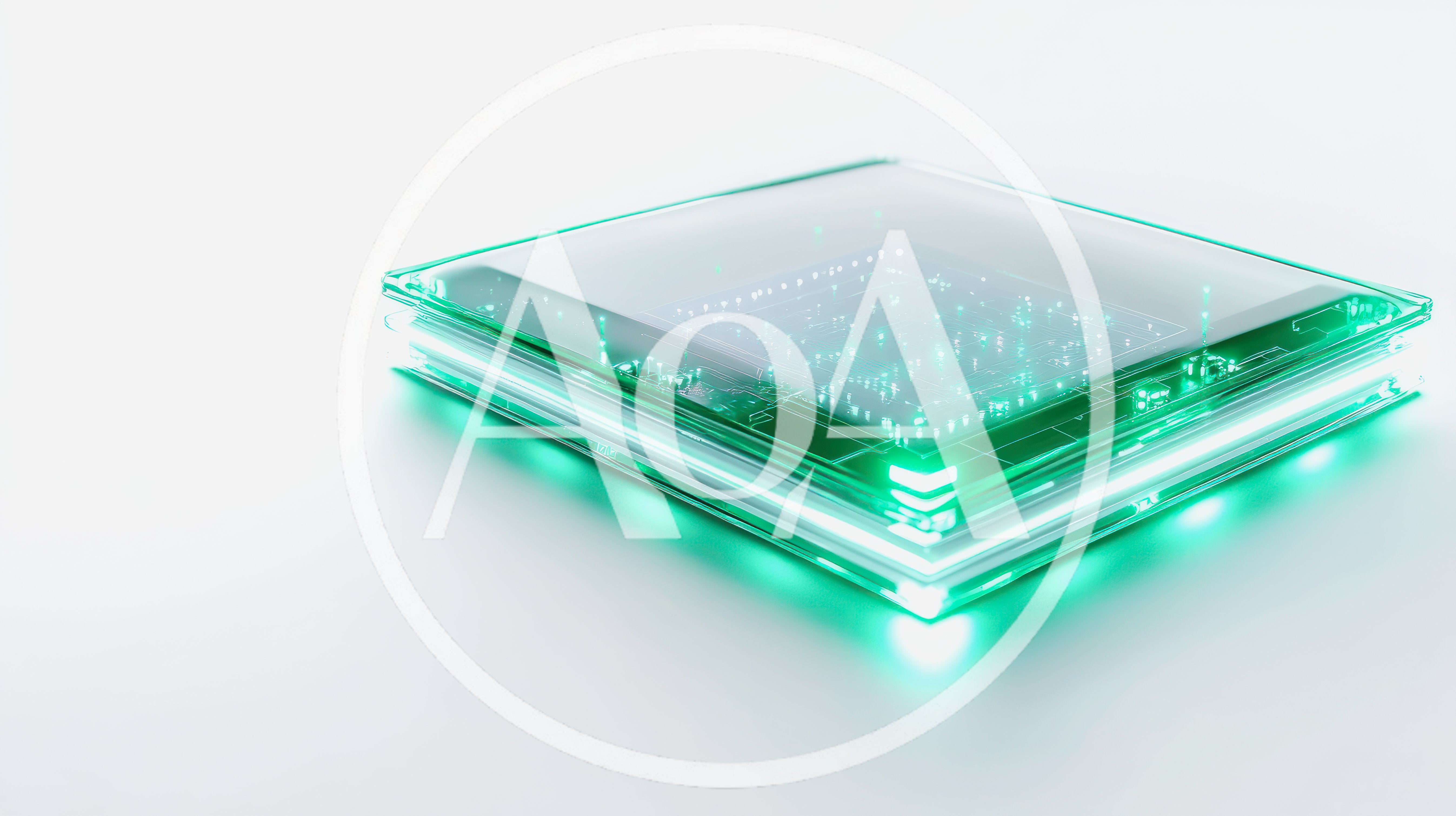 Glowing Futuristic Microchip Processor on White Background