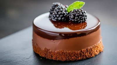 Gourmet Chocolate Mousse Cake With Fresh Blackberries