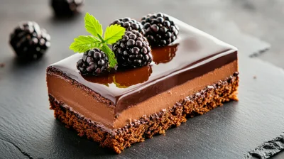 Gourmet Chocolate Mousse Cake With Fresh Blackberries