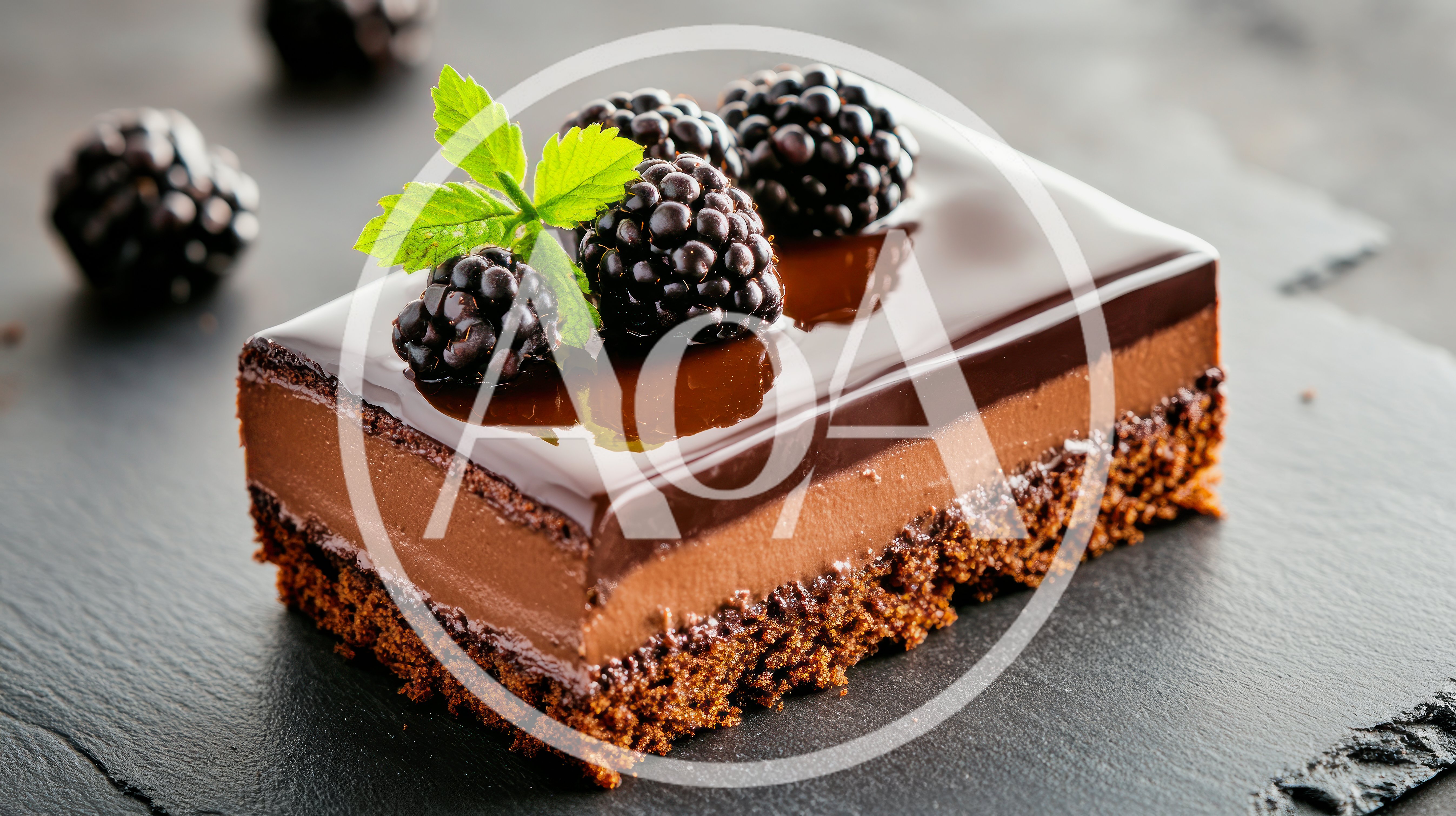 Gourmet Chocolate Mousse Cake With Fresh Blackberries
