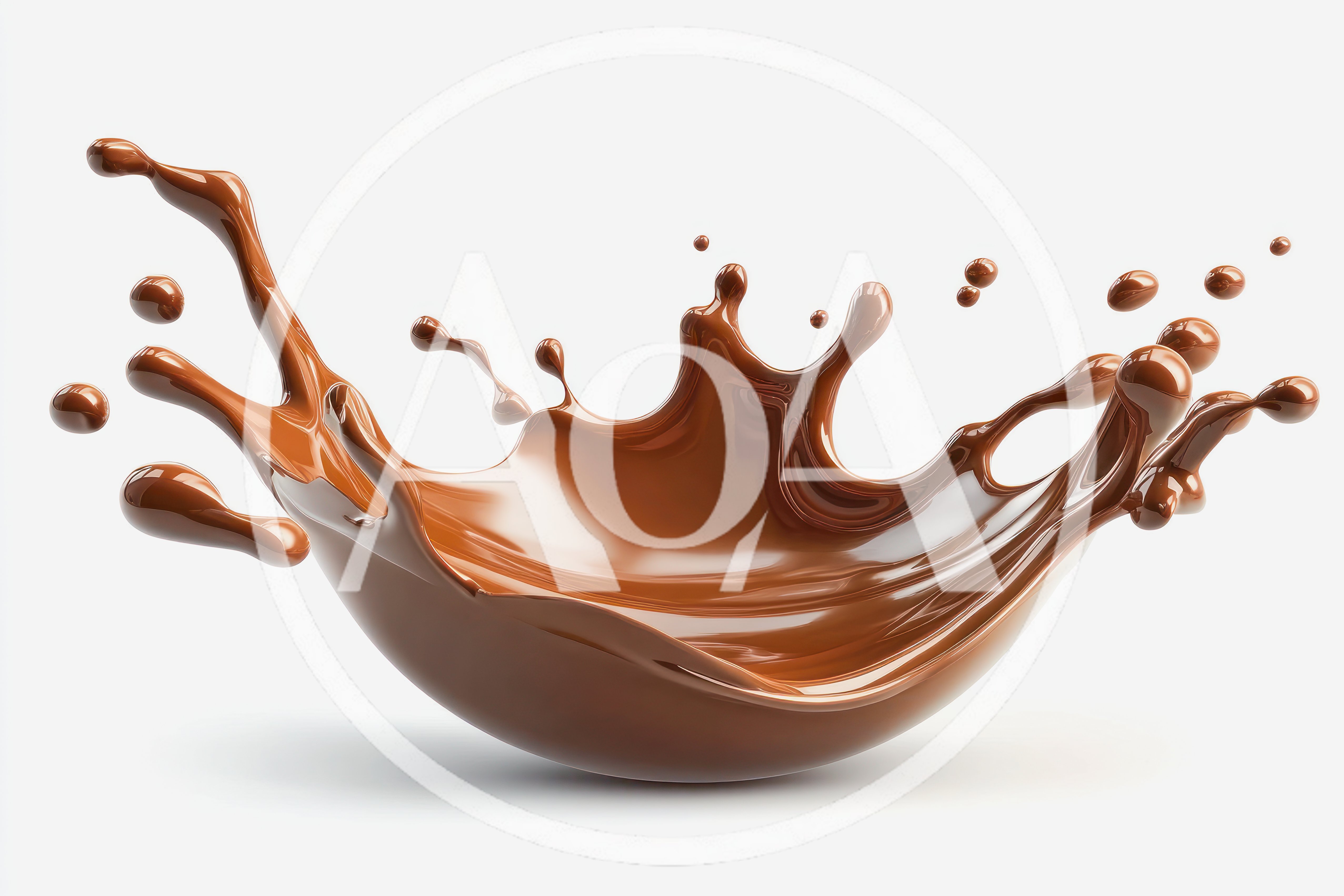 Dynamic Liquid Chocolate Splash Isolated On White Background