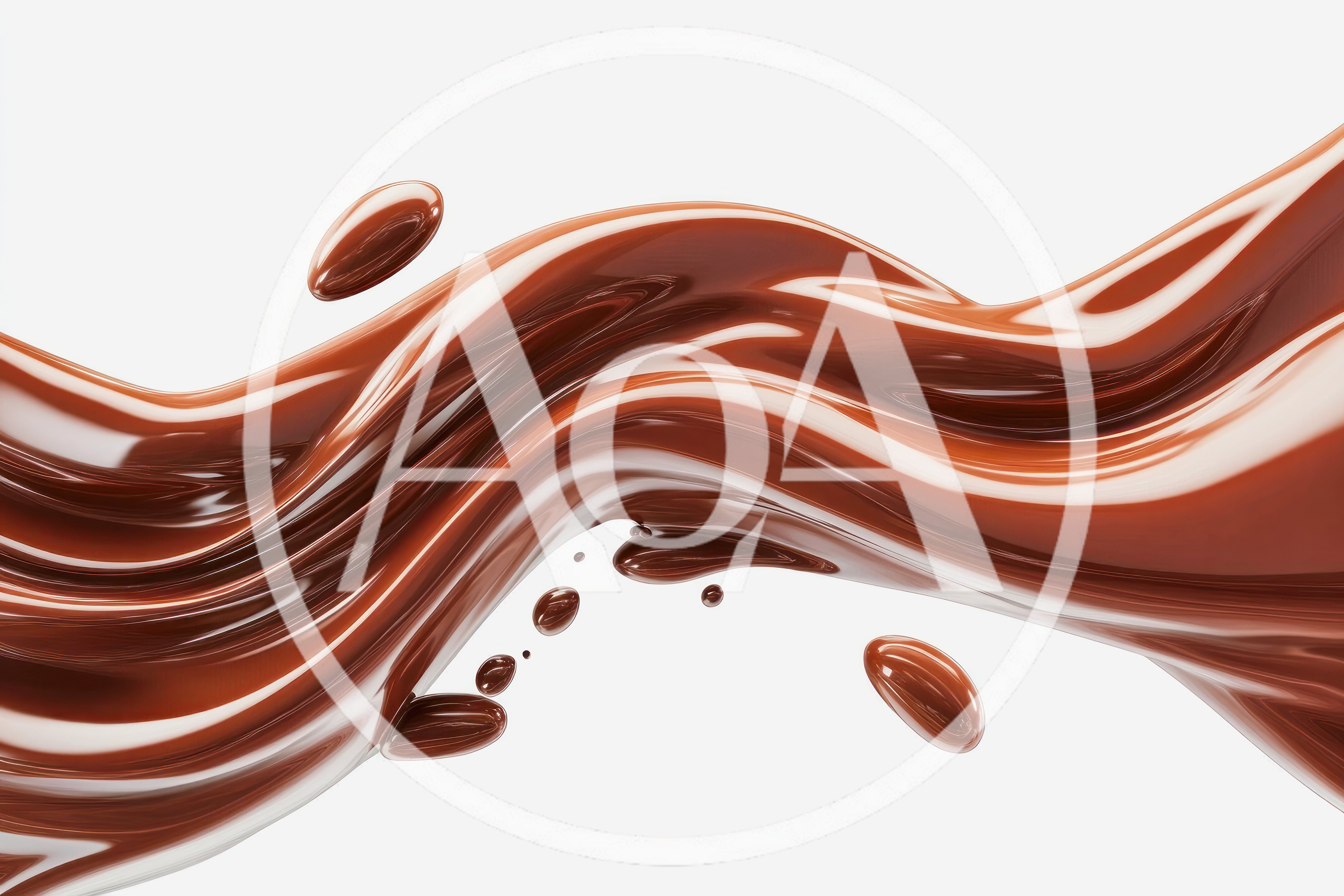 Liquid Chocolate Flowing With Droplets