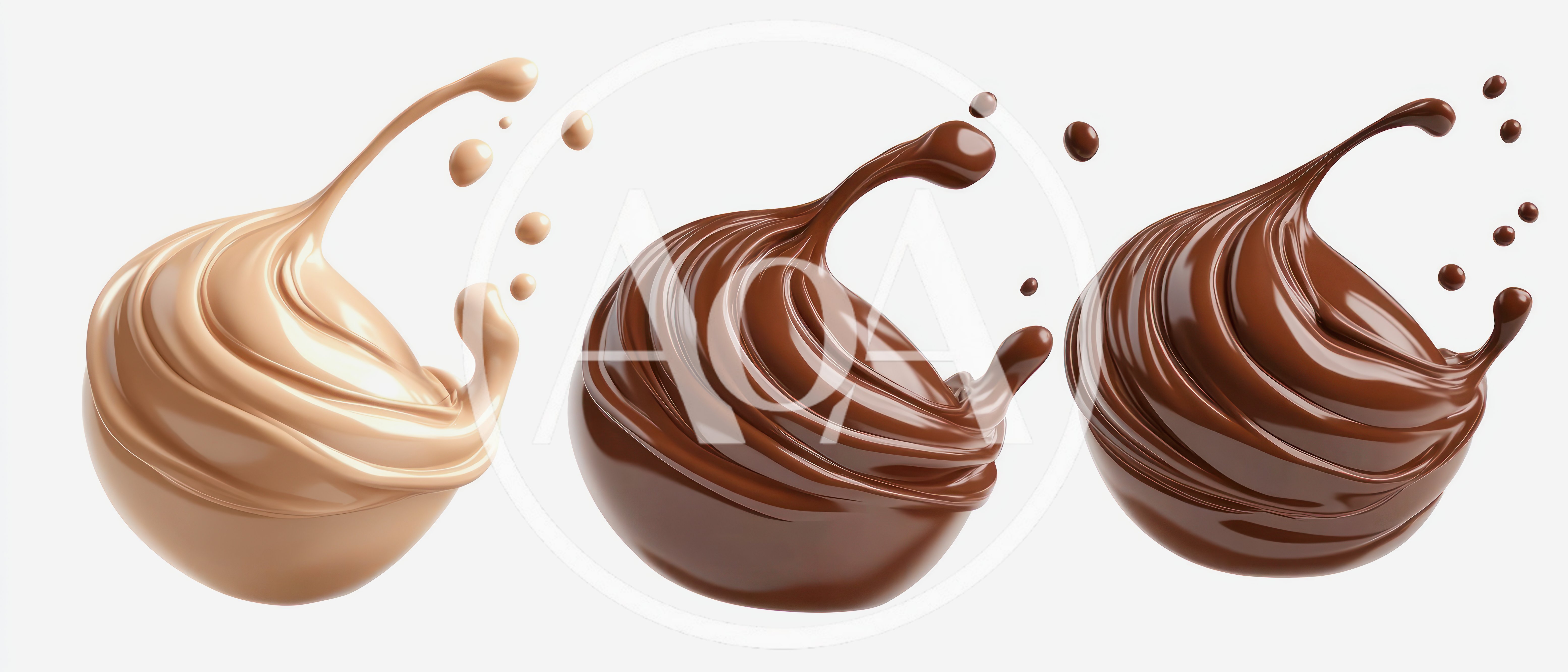 Three Variations Of Liquid Chocolate Splashes