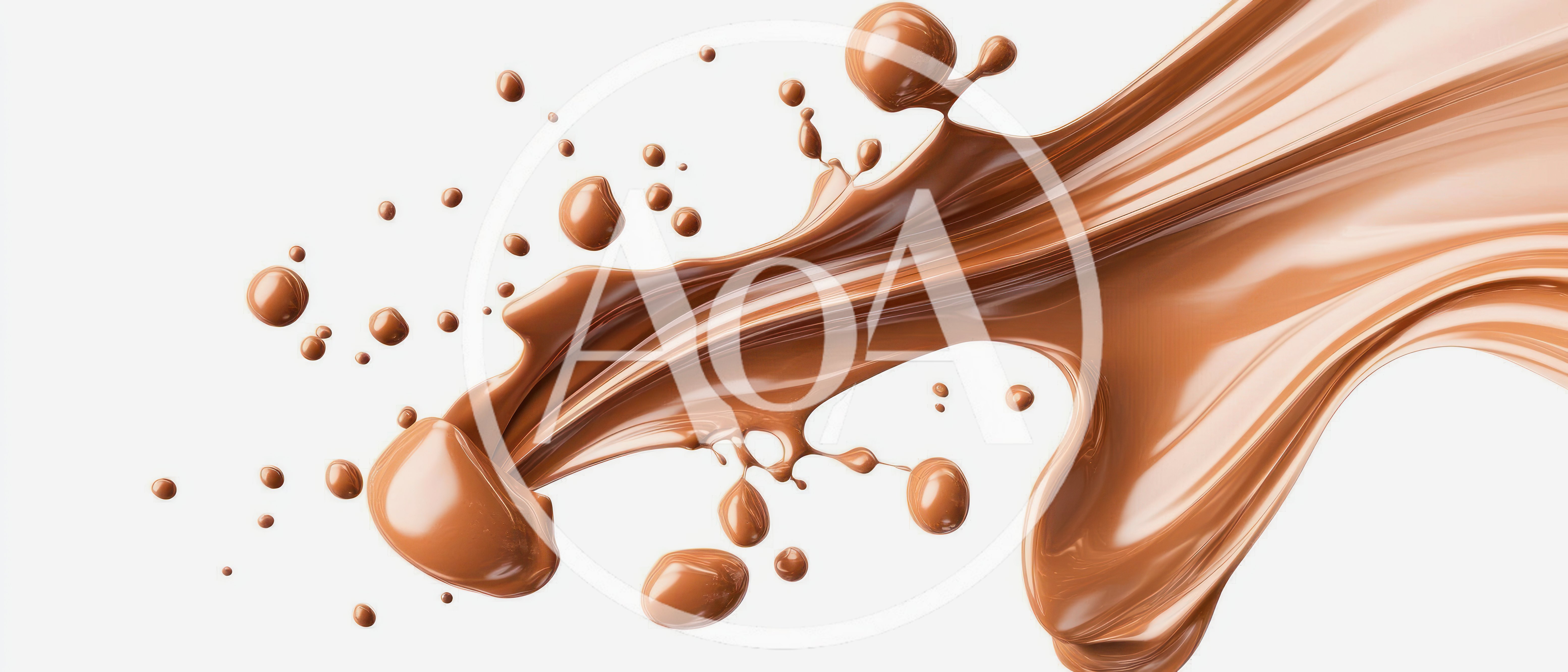 Dynamic Liquid Chocolate Splash on White Background